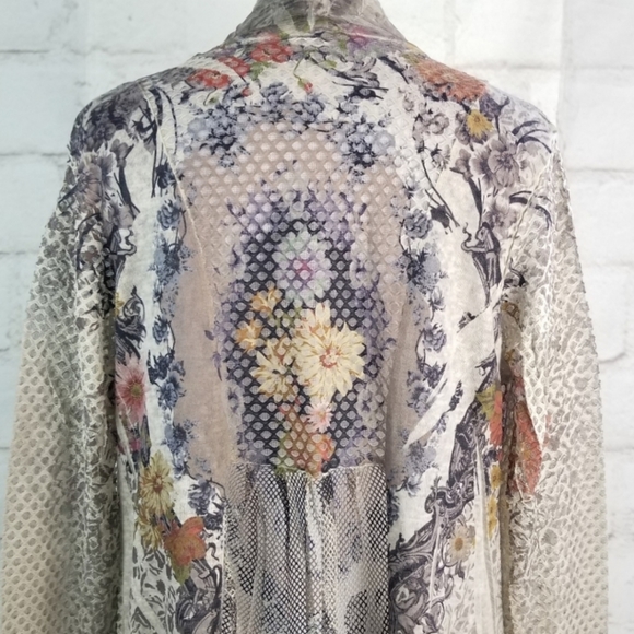 Kamana M Open-Front Multi-Pattern Mesh Blazer Jacket Cardigan - Picture 5 of 8